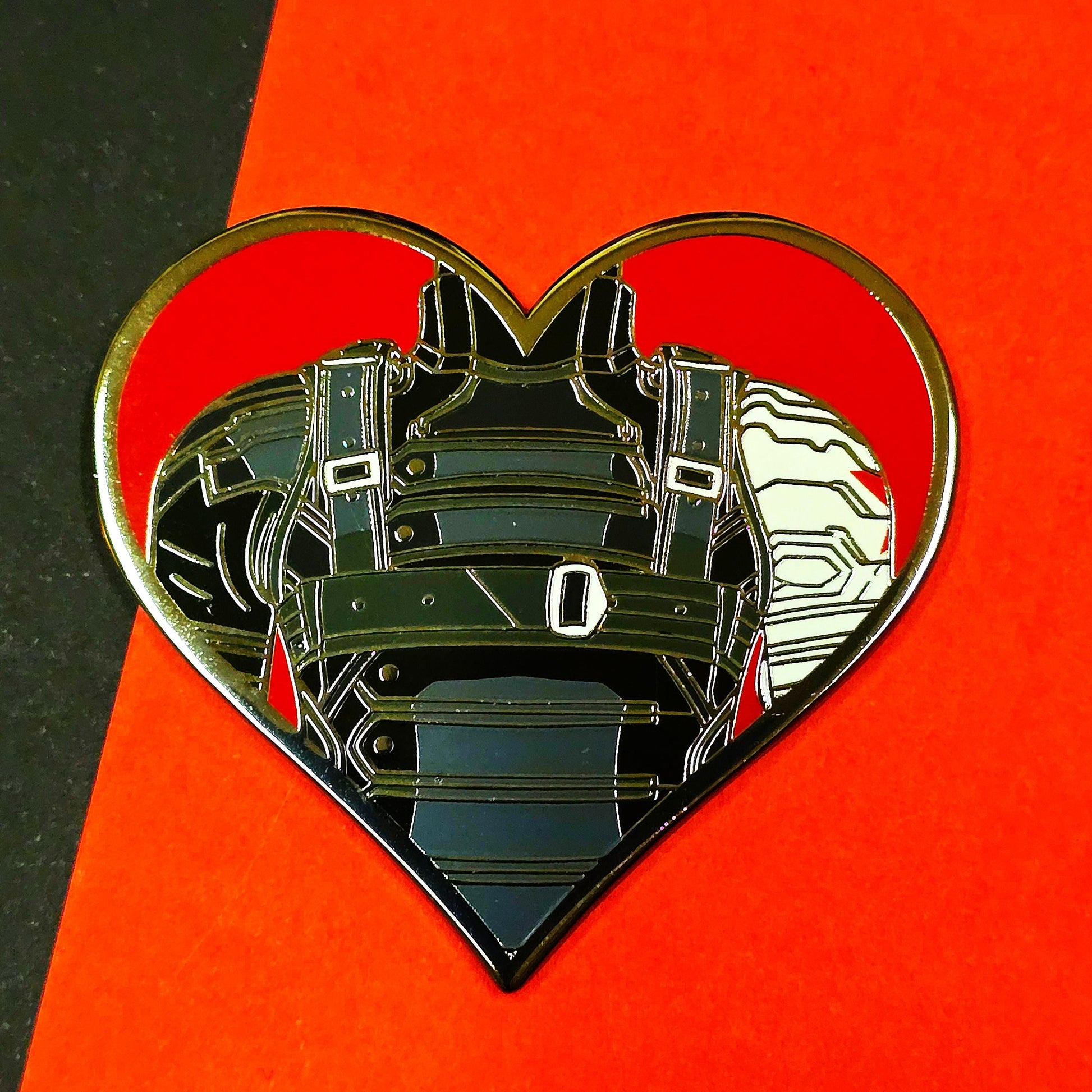 Til The End Of The Line IN HAND | Bucky Heart Enamel Pin