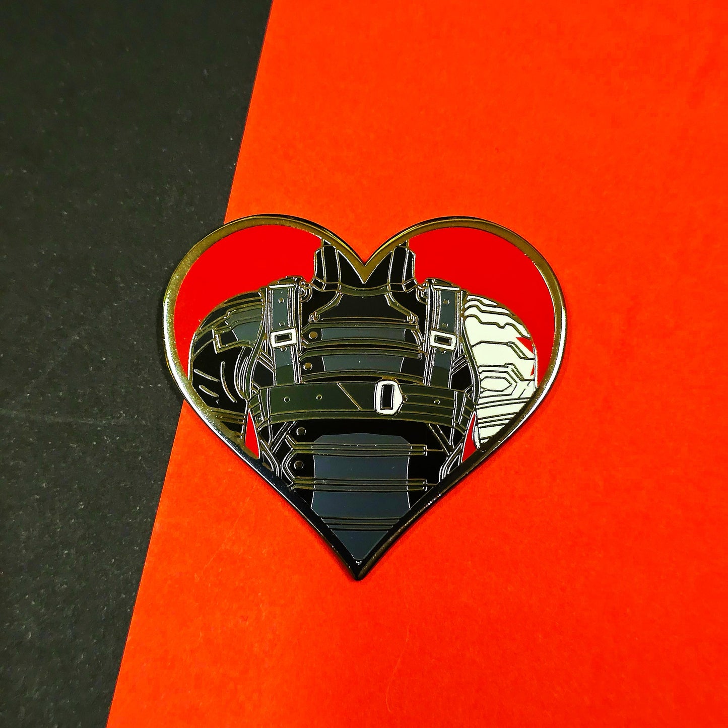 Til The End Of The Line IN HAND | Bucky Heart Enamel Pin