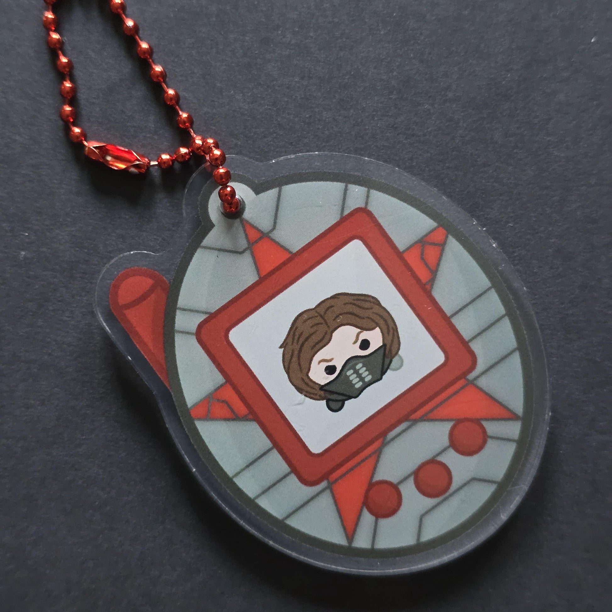 The Winter Soldier Tamagotchi Charm | Bucky Barnes | Acrylic Charm | Marvel | Avengers | Captain America | Falcon and Winter Soldier