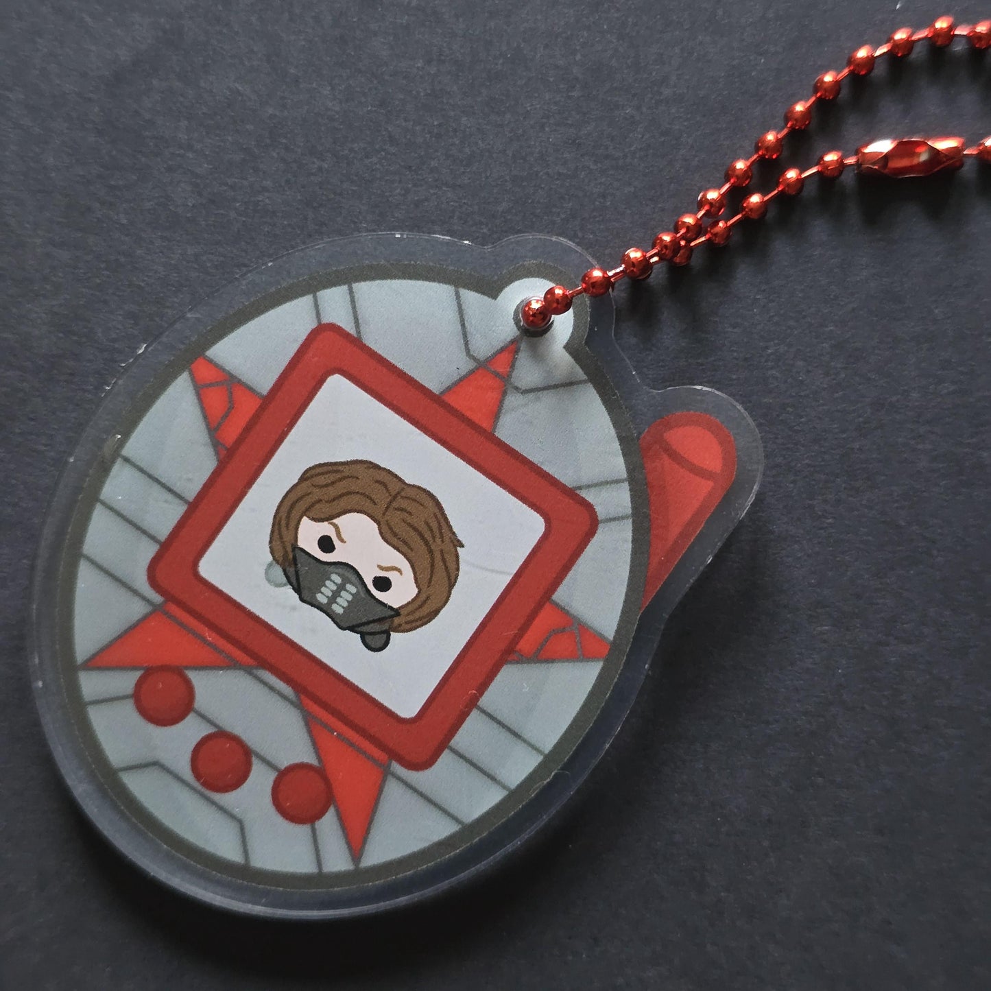 The Winter Soldier Tamagotchi Charm | Bucky Barnes | Acrylic Charm | Marvel | Avengers | Captain America | Falcon and Winter Soldier