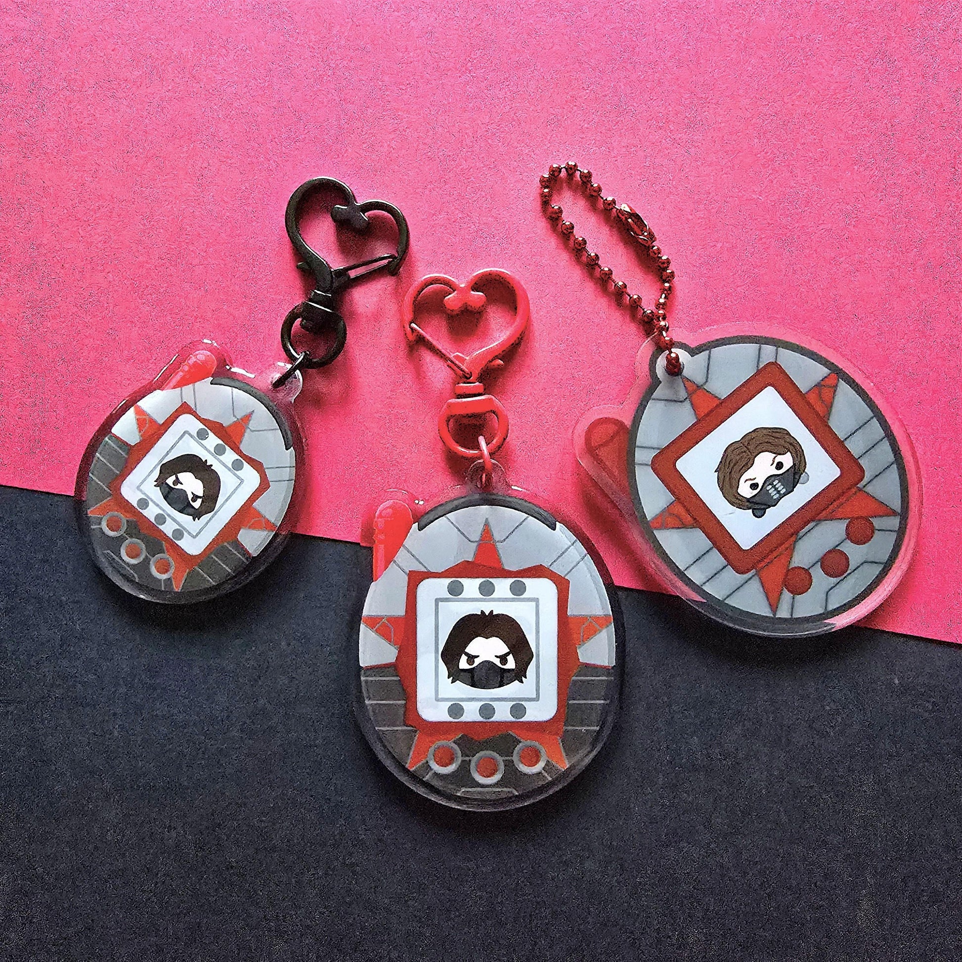 The Winter Soldier Tamagotchi Charm | Bucky Barnes | Acrylic Charm | Marvel | Avengers | Captain America | Falcon and Winter Soldier